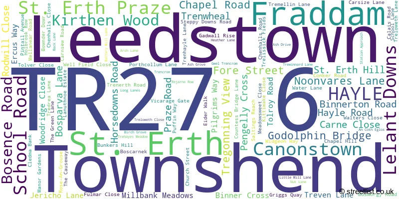 A word cloud for the TR27 6 postcode